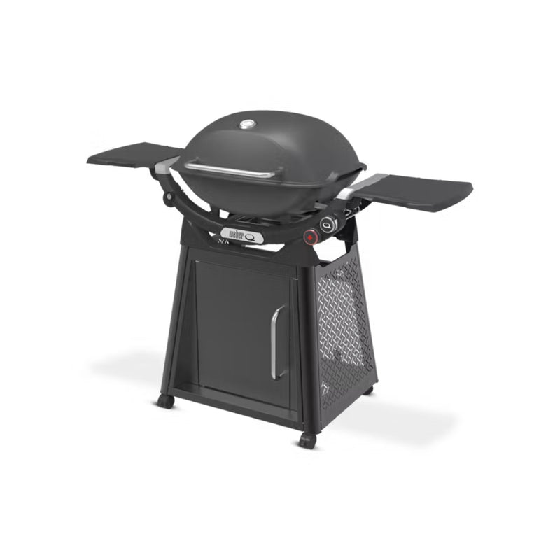 Charcoal Grey | Weber Family Q (Q3200N+) Premium Model. Angled Front View On Stand.