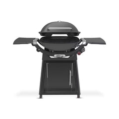 Charcoal Grey | Weber Family Q (Q3200N+) Premium Model. Front View On Stand With Lid Open. 