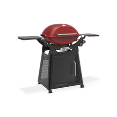 Flame Red | Weber Family Q (Q3200N+) Premium Model. Angled Front View On Stand.