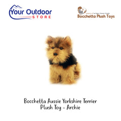 Bocchetta Aussie Yorkshire Terrier Plush Toy - Archie. Hero Image Showing logos and Title. 