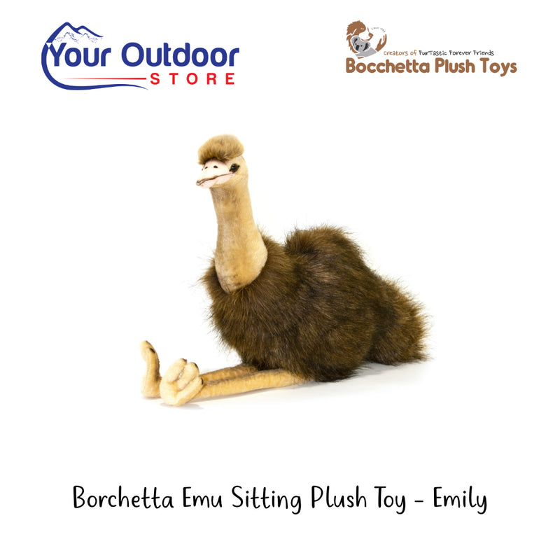 Bocchetta Emu Sitting Plush Toy Emily | Hero Image Showing Logos And Titles.