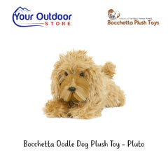 Bocchetta Oodle Dog Plush Toy - Pluto. Hero Image Showing Logos and Title. 