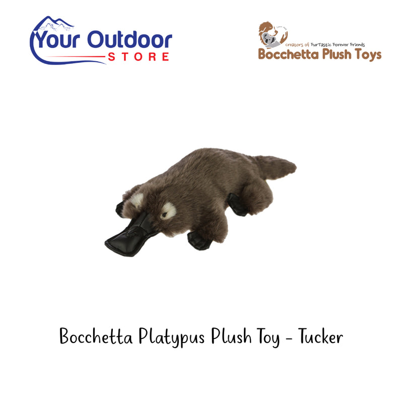 Bocchetta Platypus Plush Toy - Tucker. Hero Image Showing Logo and Title. 