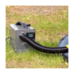 Grey | Gasmate Portable Diesel Heater - Front View Shown In Use Into Tent.