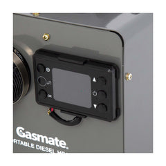 Grey | Gasmate Portable Diesel Heater - Front View Showing Control Panel. 