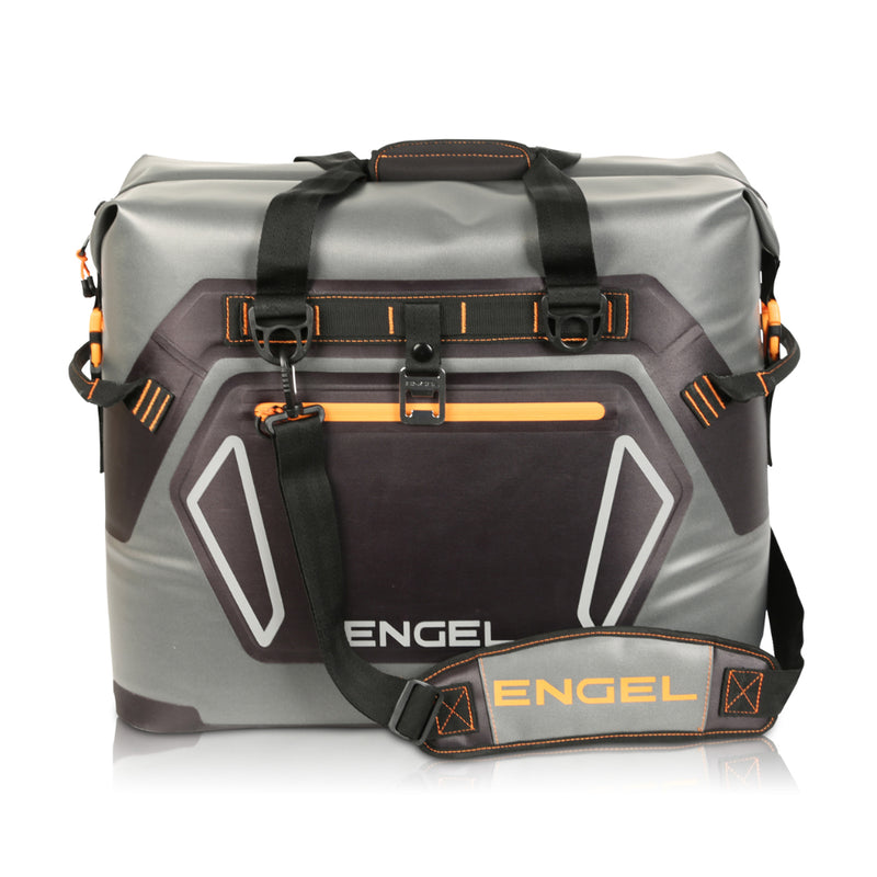 Grey / Orange | Engel Premium HD20 Cooler Bag. Front View.