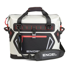 Grey / Red | Engel Premium HD20 Cooler Bag. Front View.