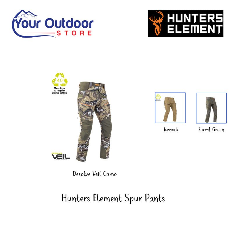 Hunters Element Spur Pants | Hero Image Showing All Titles, Logos And Variants.