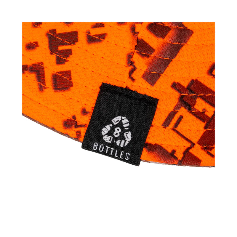 Desolve Fire | Hunters Element Shift Kids Bucket Hat Image Displaying Close Up Of Number Of Bottles Recycled Tag.