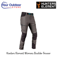Hunters Element Womens Boulder Trouser | Hero Image Showing Logos And Titles.