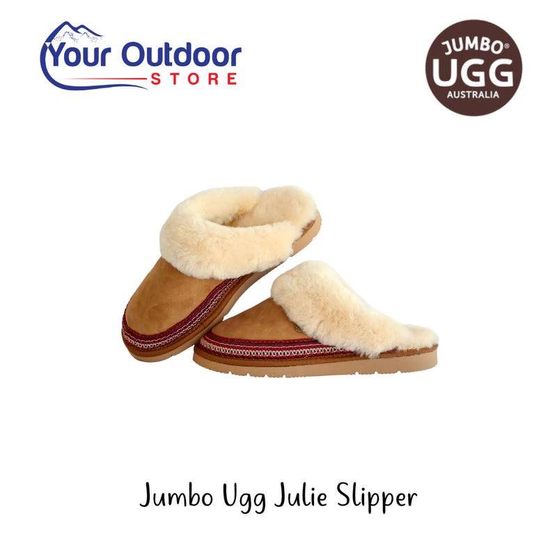 Jumbo Ugg Julie Slipper | Hero Image Showing Logos And Titles.
