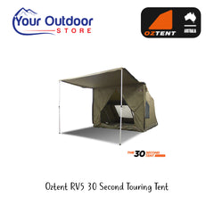 Oztent RV5 30 Second Tent. Hero Image Showing Logos and Title. 