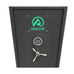 Black | Ridgeline 16 Gun Premium Safe. Close Up View  Of Key Pad And Handle.
