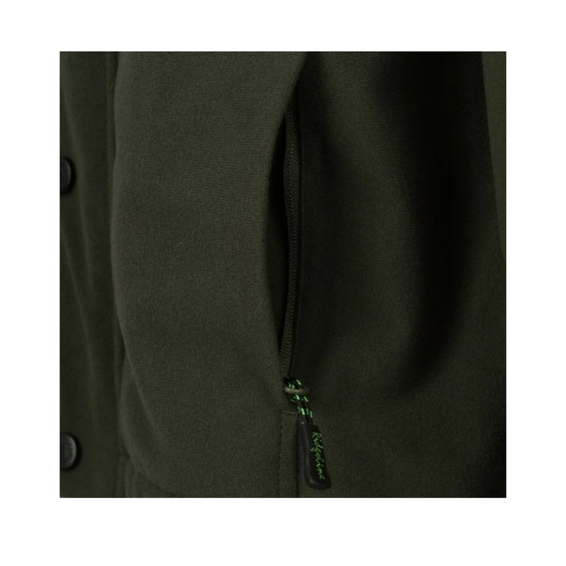 Ridgeline Kids Spray Jacket | Forest Image Showing A Close Up Of The Side Pocket, Zipper Open.