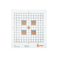 White | Spika Square Paper Shooting Targets. Showing Single Card. 