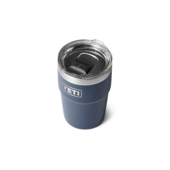 Navy | YETI 16oz Rambler Stackable Cup Image Showing Angled Top View With Lid On.