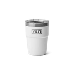 White | YETI 16oz Rambler Stackable Cup Image Showing All Logos, Titles And Variants.