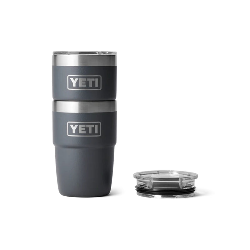 Charcoal | YETI Rambler 8oz Cup with Magslider. Shown Stacked. 