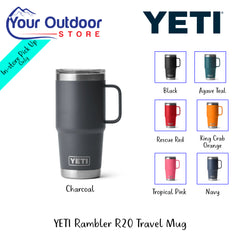 YETI Rambler 20oz Travel Mug | Hero Image Showing All Logos, Titles And Variants.