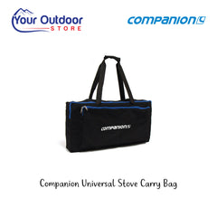 Companion Universal Stove Carry Bag. Hero image with title and logos
