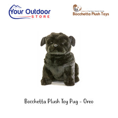 Bocchetta Plush Toy Pug - Oreo. Hero Image Showing Logos and Title.