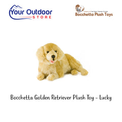 Bocchetta Golden Retriever Plush Toy - Lucky. Hero Image Showing Logos and Title. 
