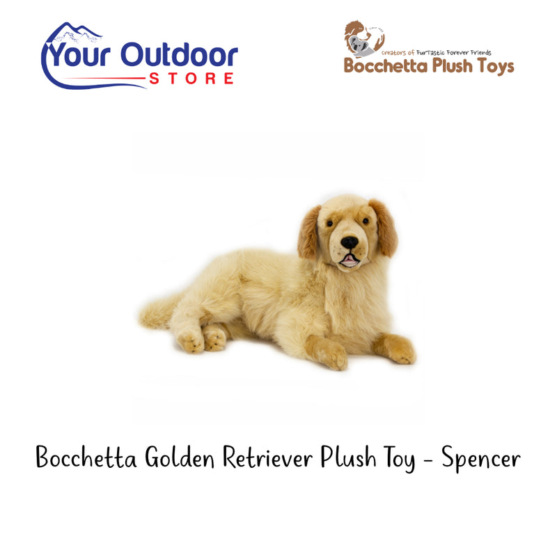 Bocchetta Golden Retriever Plush Toy - Spencer. Hero Image Showing Logos and Title. 