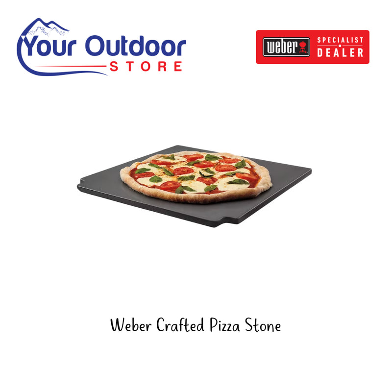 Weber Crafted Pizza Stone. Hero Image Showing Logos And Title.