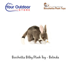 Bocchetta Plush Toy Bilby - Belinda. Hero Image Showing Logos and Title.