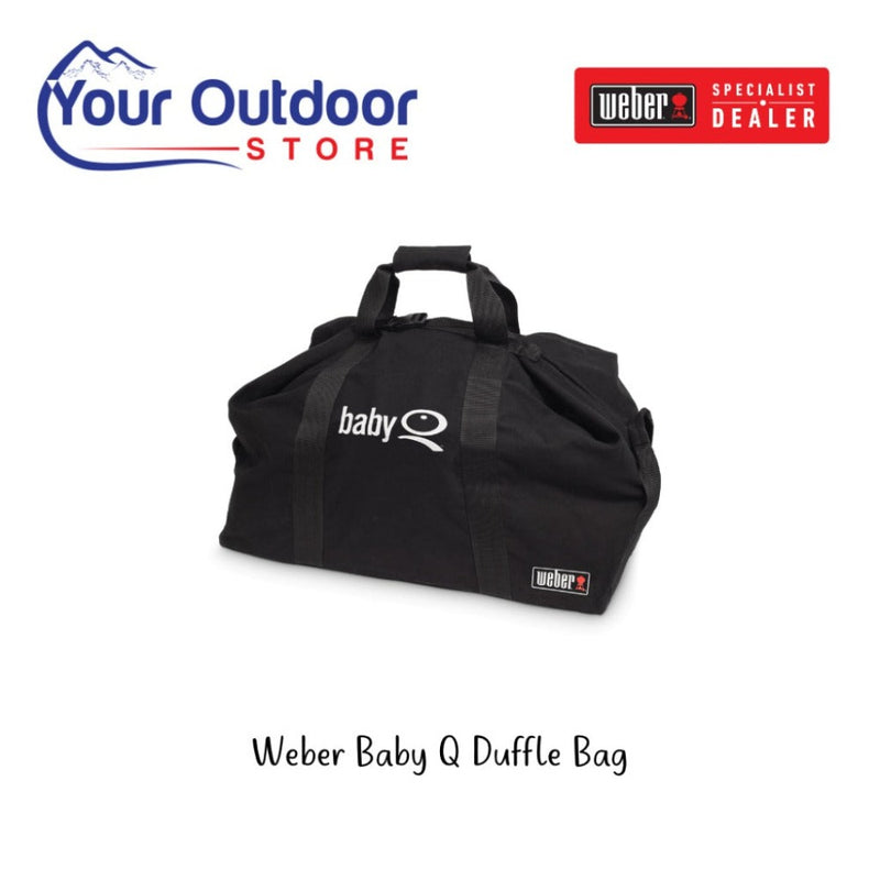 Weber Baby Q Duffle Bag. Hero with Logos and title