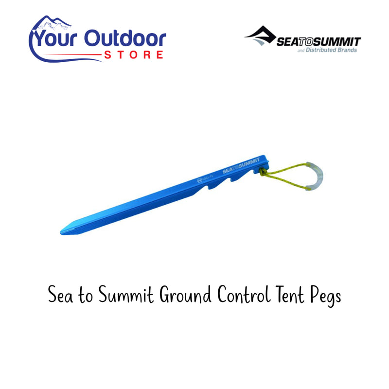 Sea to Summit Ground Control Tent Pegs. Hero Image Showing Logos and Title.