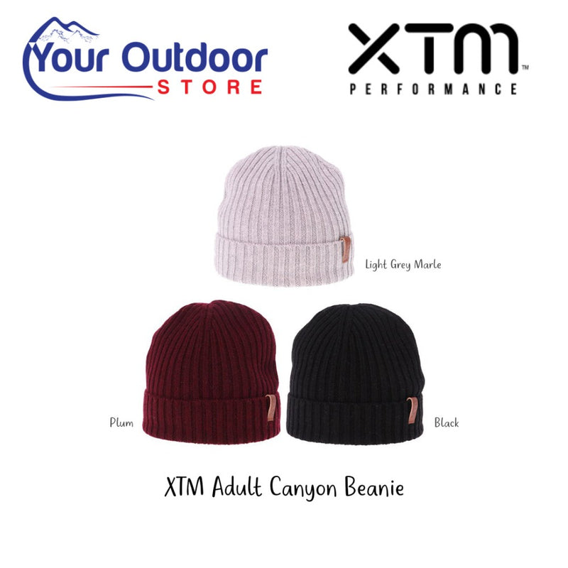 XTM Adult Canyon Beanie. Hero image with title and logos