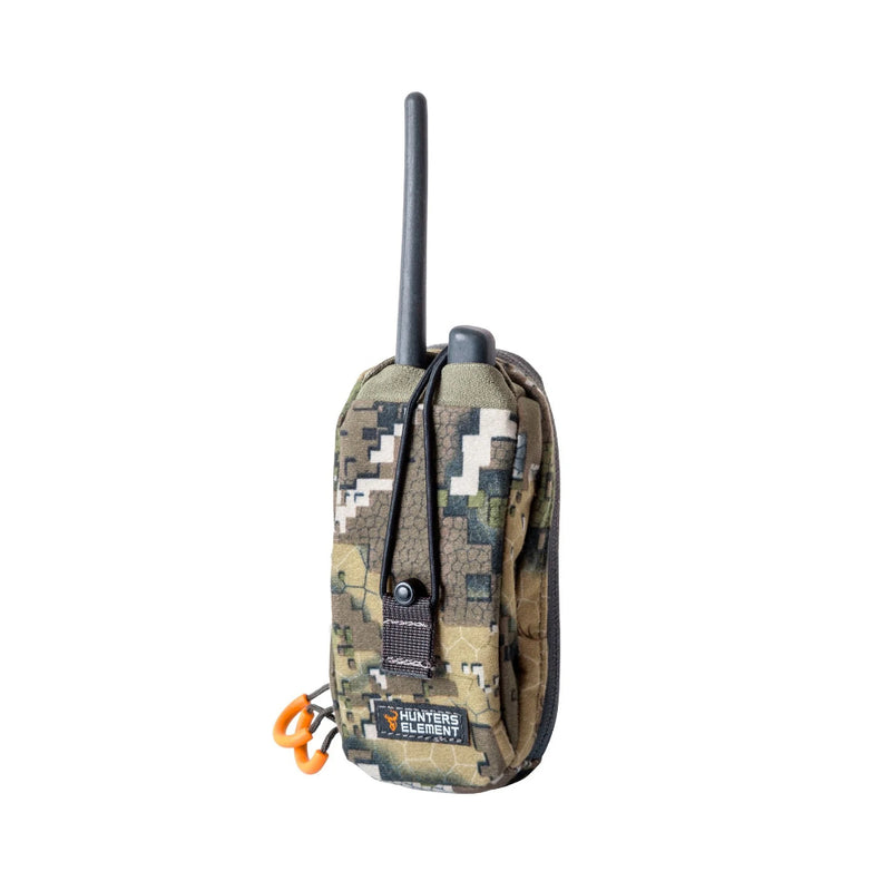 Desolve Veil Camo | Hunters Element GPS Pouch - Closed Front View with GPS Inside.