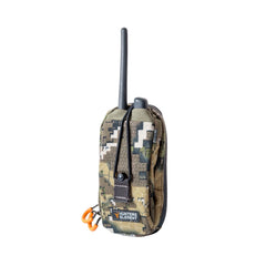 Desolve Veil Camo | Hunters Element GPS Pouch - Closed Front View with GPS Inside.