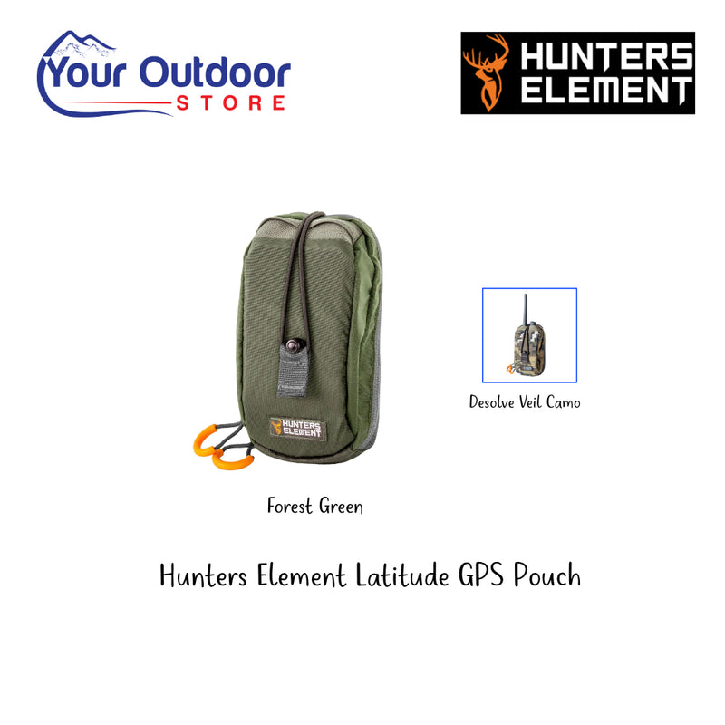 Hunters Element Latitude GPS Pouch. Hero Image Showing Logos, Title and Variants.
