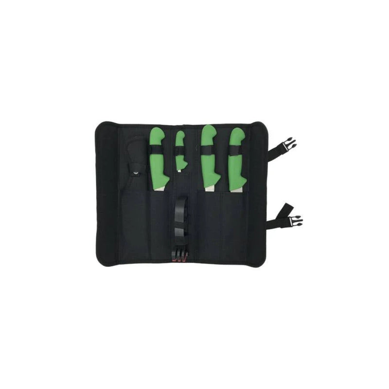 Ridgeland 5 Piece Knife Set Packed Up In Pouch With Sharpener. 
