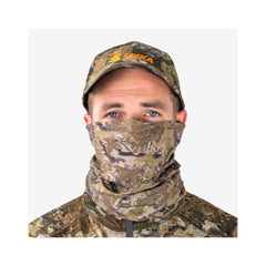 Biarri Camo | Spika Adult Revolution Neck Gaiter Pulled Up Over Nose and Ears - Front View.