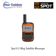 Spot X 2 Way Satellite Messenger. Hero image with title and logos