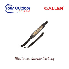 Allen Cascade Neoprene Gun Sling. Hero image with title and logos