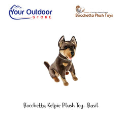 Bocchetta Kelpie Plush Toy - Basil. Hero image with title and logo