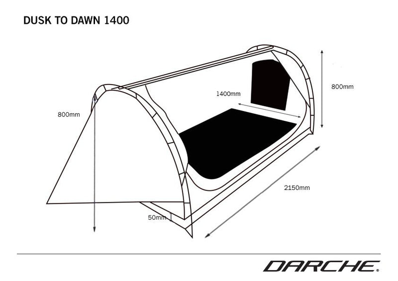 Darche Dusk to Dawn 1400 Swag Dimension diagram