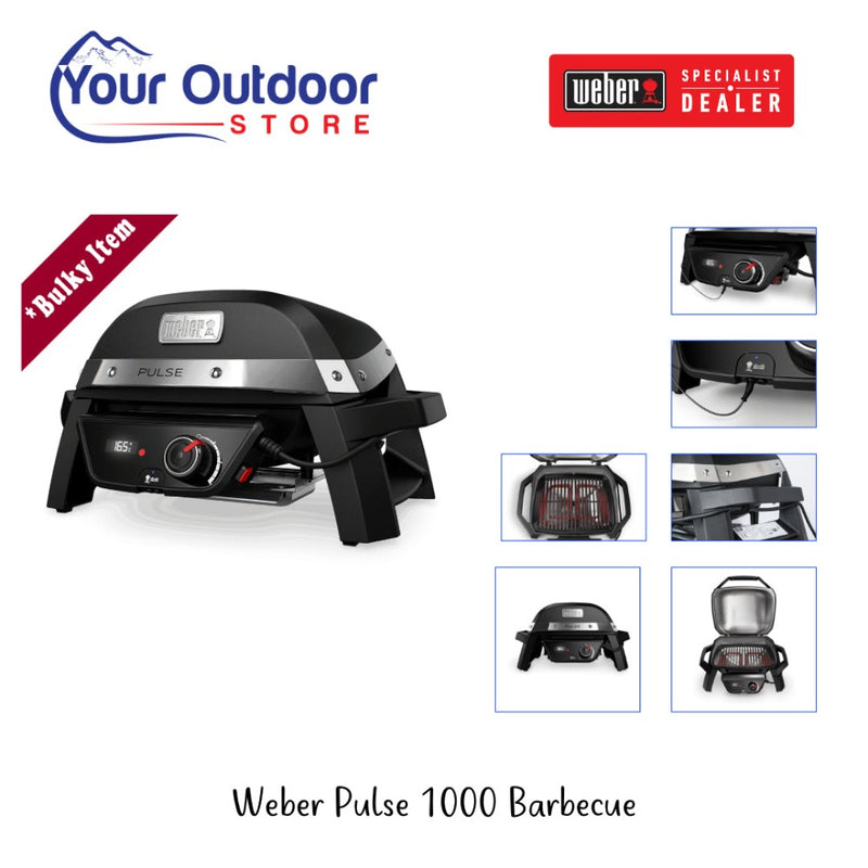Weber Pulse 1000 Barbecue. Hero image with title and logos