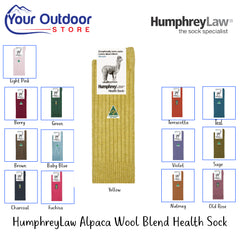 HumpheryLaw Alpaca Wool. Blend Heath Sock | Hero Image Showing All Logos, Titles And Variants.