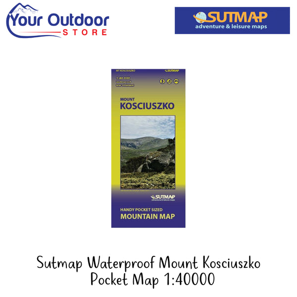 Sutmap Waterproof Mount Kosciuszko Pocket Map 1:40000 | Hero Image Showing All Logos And Titles.