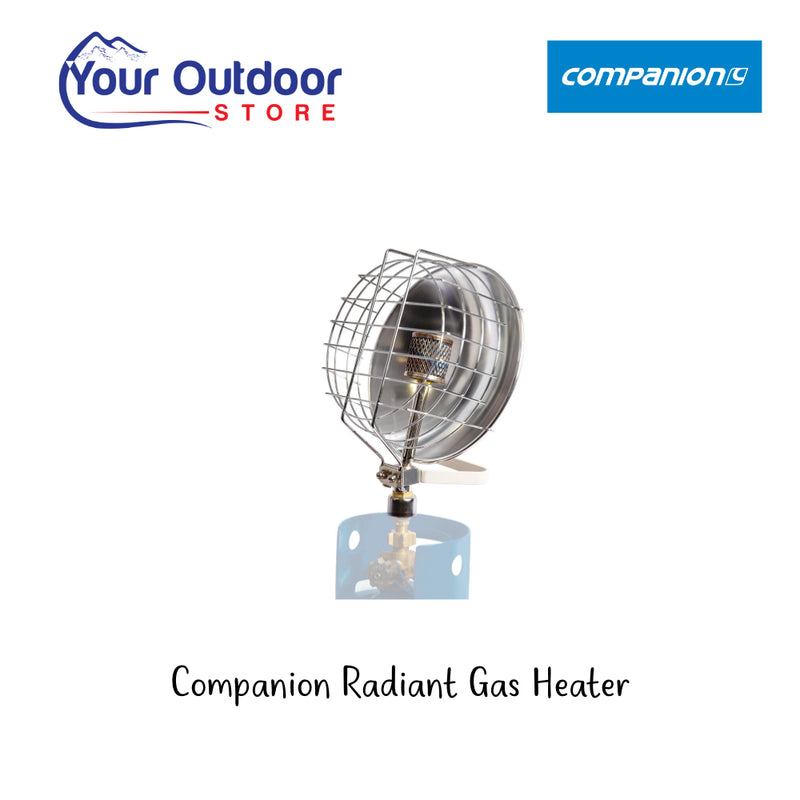 Companion Radiant Gas Heater. Hero Image Showing Logos and Title.