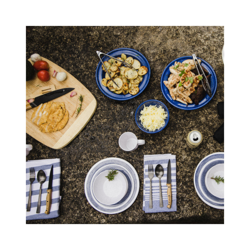 Black | Campfire 12 Piece Premium Cutlery Set Image Showing The Cutlery Set , Being Used At A Picnic.