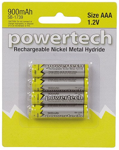 AAA / 4 Pack | Powertech Rechargeable 1.2V AAA 900mAh Ni-MH Batteries - 4 Pack Image Showing No Logos Or Titles.