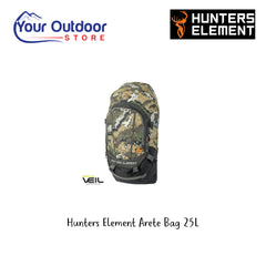 Hunters Element Arete Bag 25L. Hero Image Showing Logos and Title. 