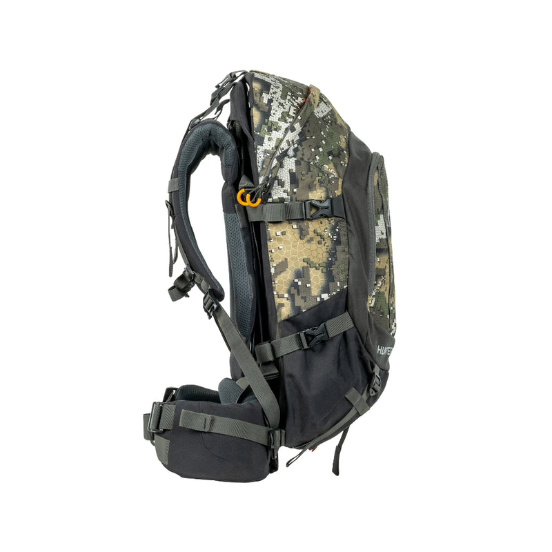 Desolve Veil Camo | Hunters Element Arete Bag 25L - Side View Showing Attached to Arete Frame. 