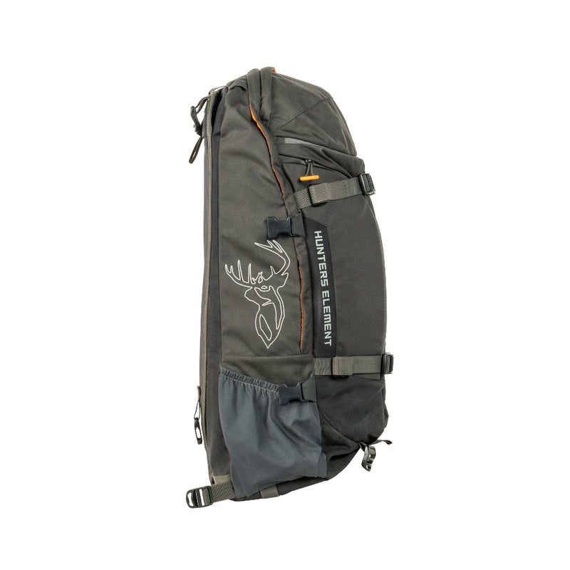 Stone Green | Hunters Element Arete Bag 45L - Side View Showing Clips For Arete Frame.